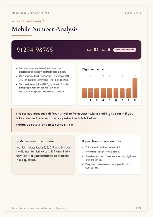 Sample page: Mobile number analysis (blurred)